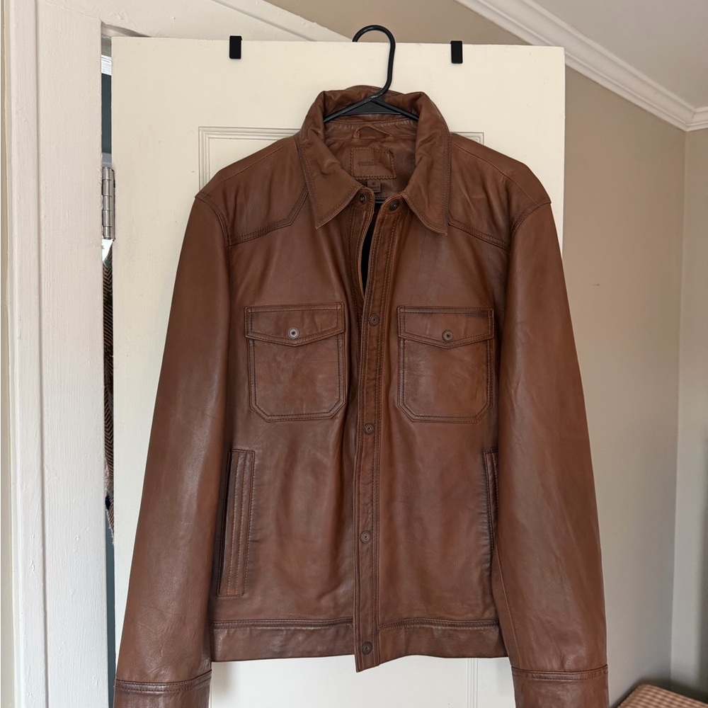 Sundance Men's Tan Leather Shirt Jacket